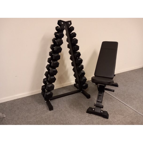 Hexagon hndvgt st 1-10 kg samt trningsbnk