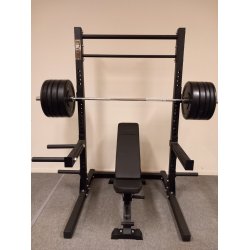 Squat rack s�t, 212 cm h�j, med dips funktion og 147,5 kg v�gtstangs�t.
