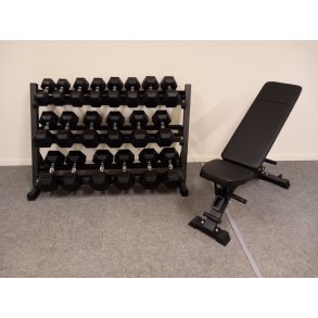 Hexagon hndvgt st 8-30 kg samt justerbar trningsbnk