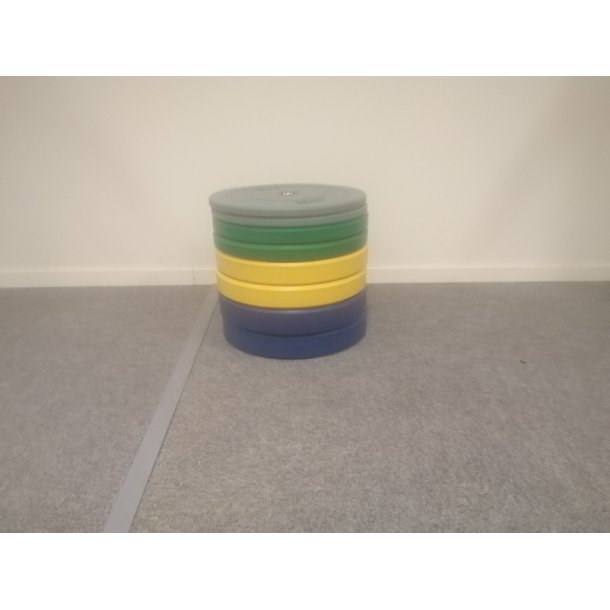 Bumper plates, 100 kg st farvede